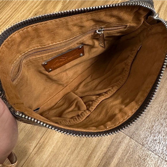 PATRICIA NASH Cassini 100% LEATHER Wristlet in Tooled Turquoise / Brown P349133 - Picture 6 of 8